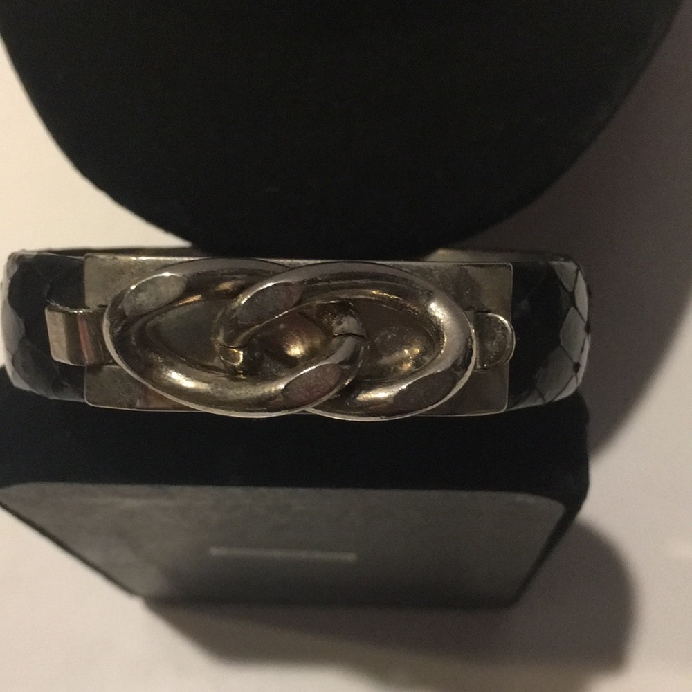 Designer Vita silver chain black snakeskin bracele